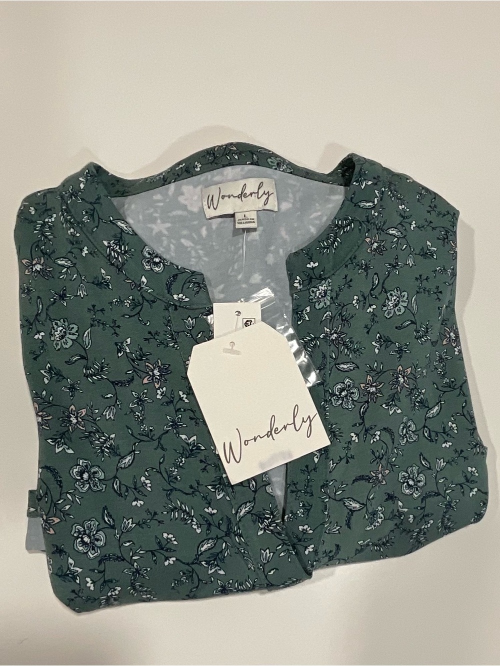 Wonderly Teal Green Floral Button-Tiered Short Sleeve Tunic - Picture 10 of 10